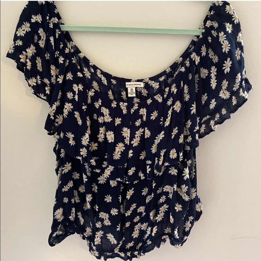 American Eagle Daisy Off the Shoulder Crop Top